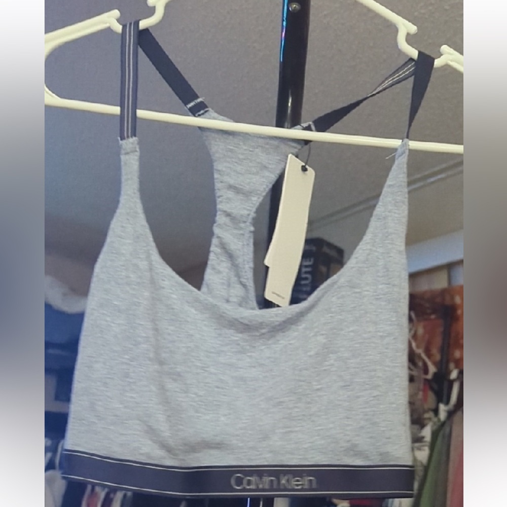 Calvin Klein Women's Heather Gray Ribbed Bralette
